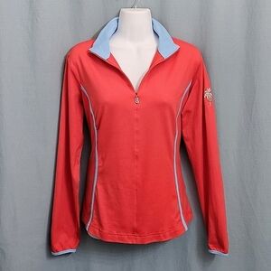 Bogner Women's Arielle 1/2 Zip Mid-Layer Top Size L Red/Blue